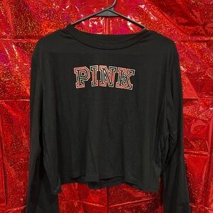 PINK Victoria's Secret Cropped Black Long Sleeve Tee